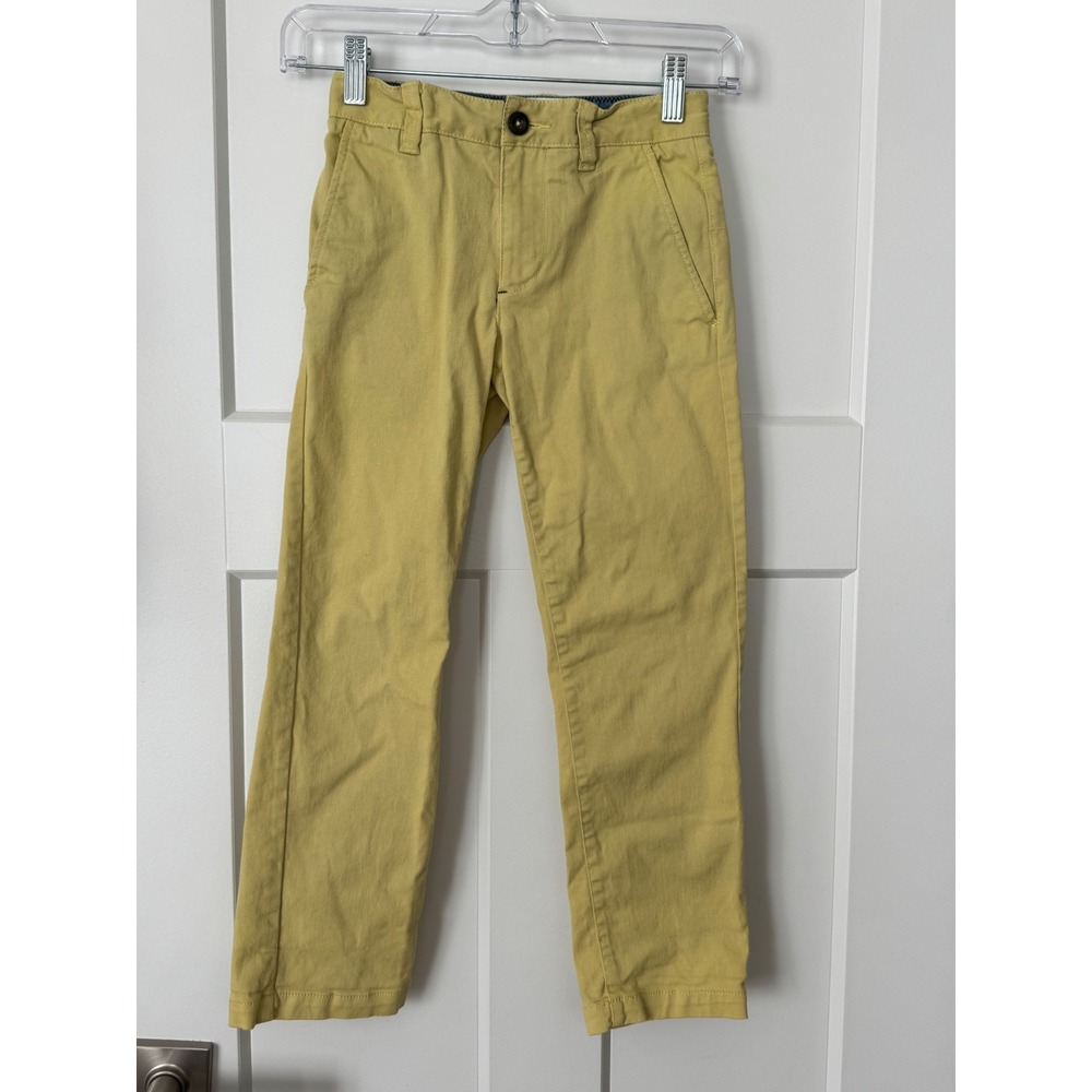 Boden Boys Mustard Yellow Chino Pants Adjustable Waist Straight Leg Size 7Y